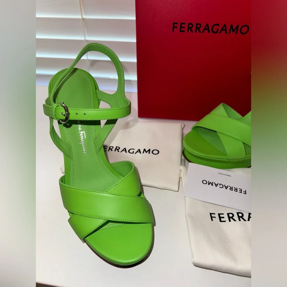 Ferragamo Sonya Heel in Lime - Picture 12 of 13